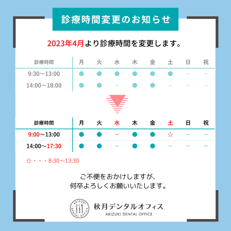 診療時間の変更について