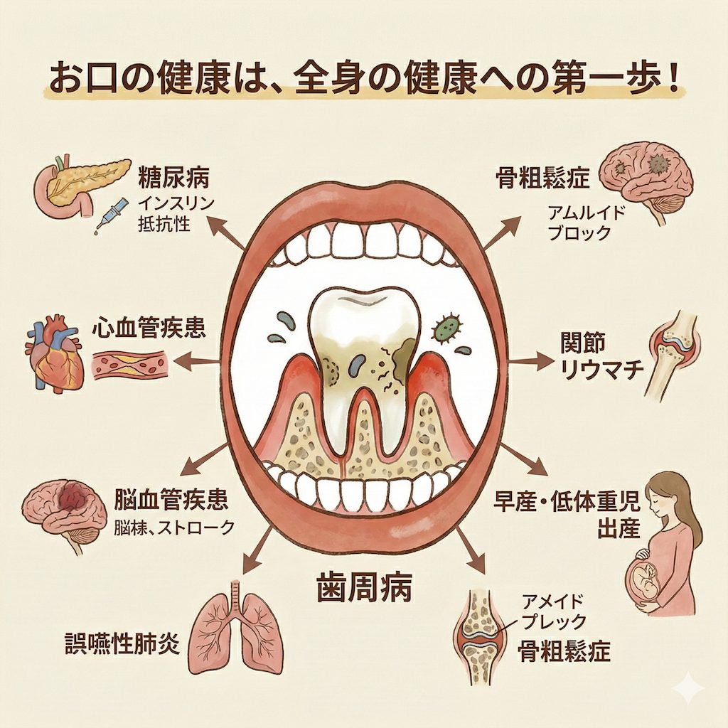 歯周病は、命に関わる全身の病気と密接に繋がっている